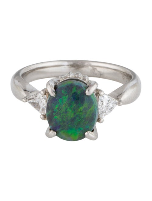 Ring Platinum 1.75ct Black Opal & Diamond Cocktail Ring