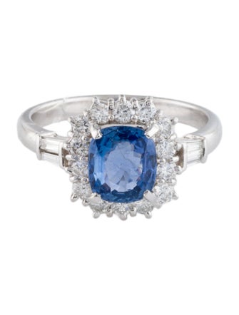 Ring Platinum 1.72ct Sri Lankan & Diamond Cocktail Ring