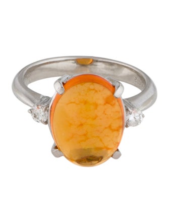 Ring Platinum 4.00ct Fire Opal & Diamond Cocktail Ring