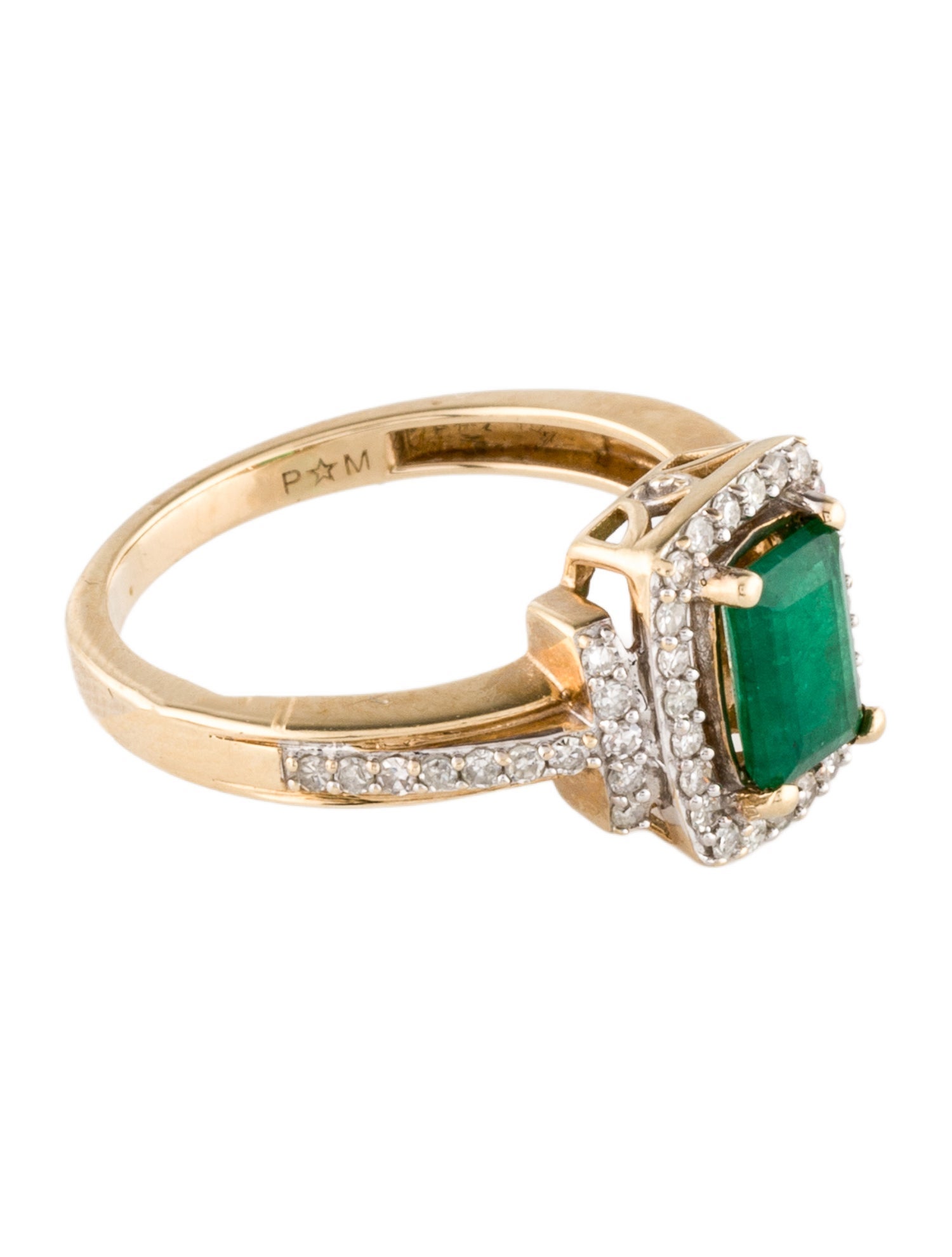 Ring 10K Emerald and Diamond Cocktail
