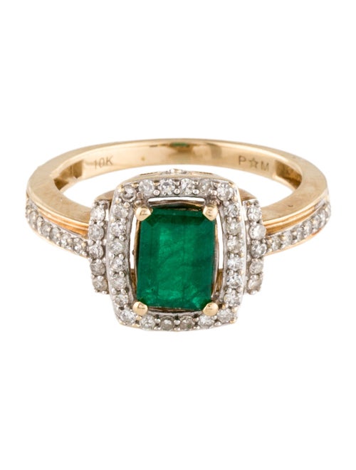 Ring 10K Emerald and Diamond Cocktail Ring