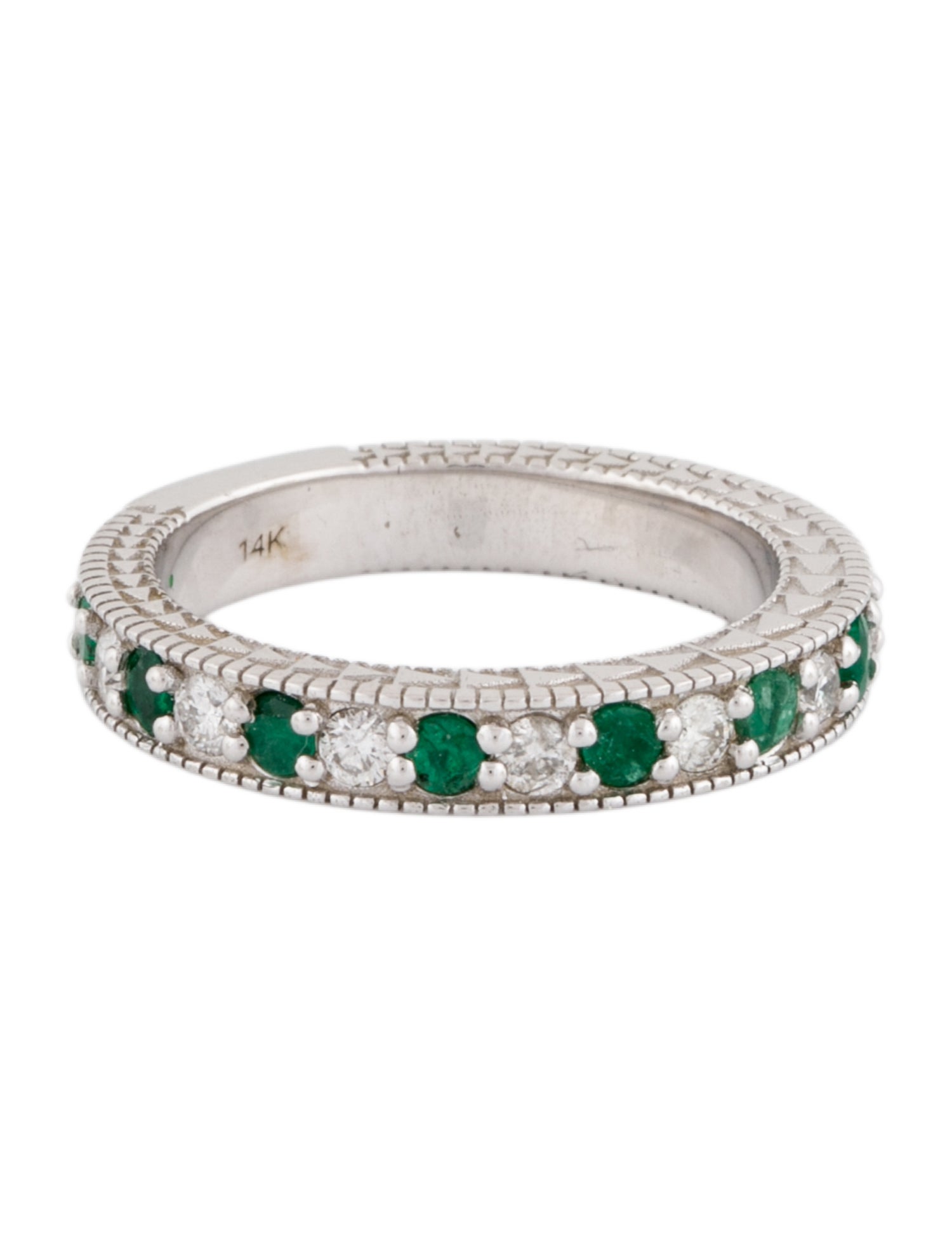 Ring 14K Emerald & Diamond Band
