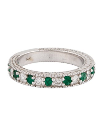 Ring 14K Emerald & Diamond Band