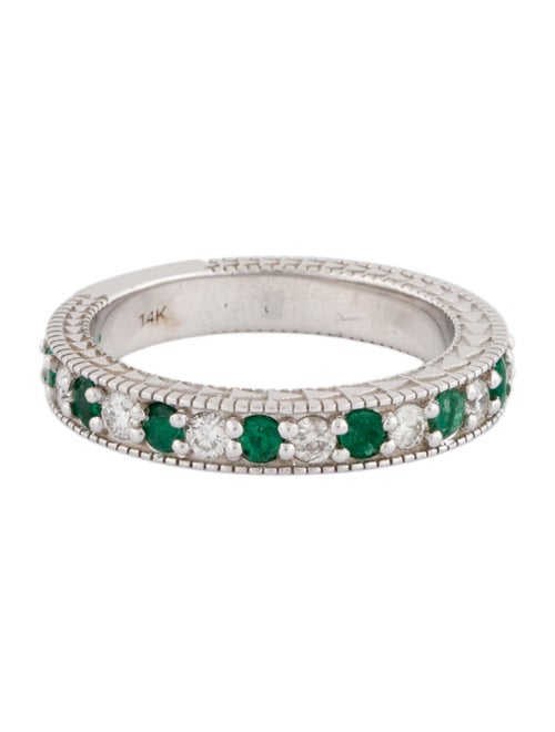 Ring 14K Emerald & Diamond Band