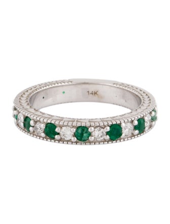 Ring 14K Emerald & Diamond Band