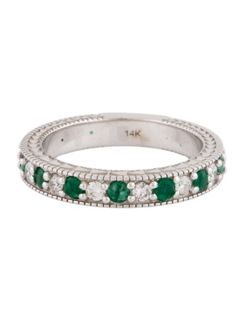 Ring 14K Emerald & Diamond Band