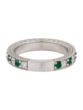 Ring 14K Emerald & Diamond Band