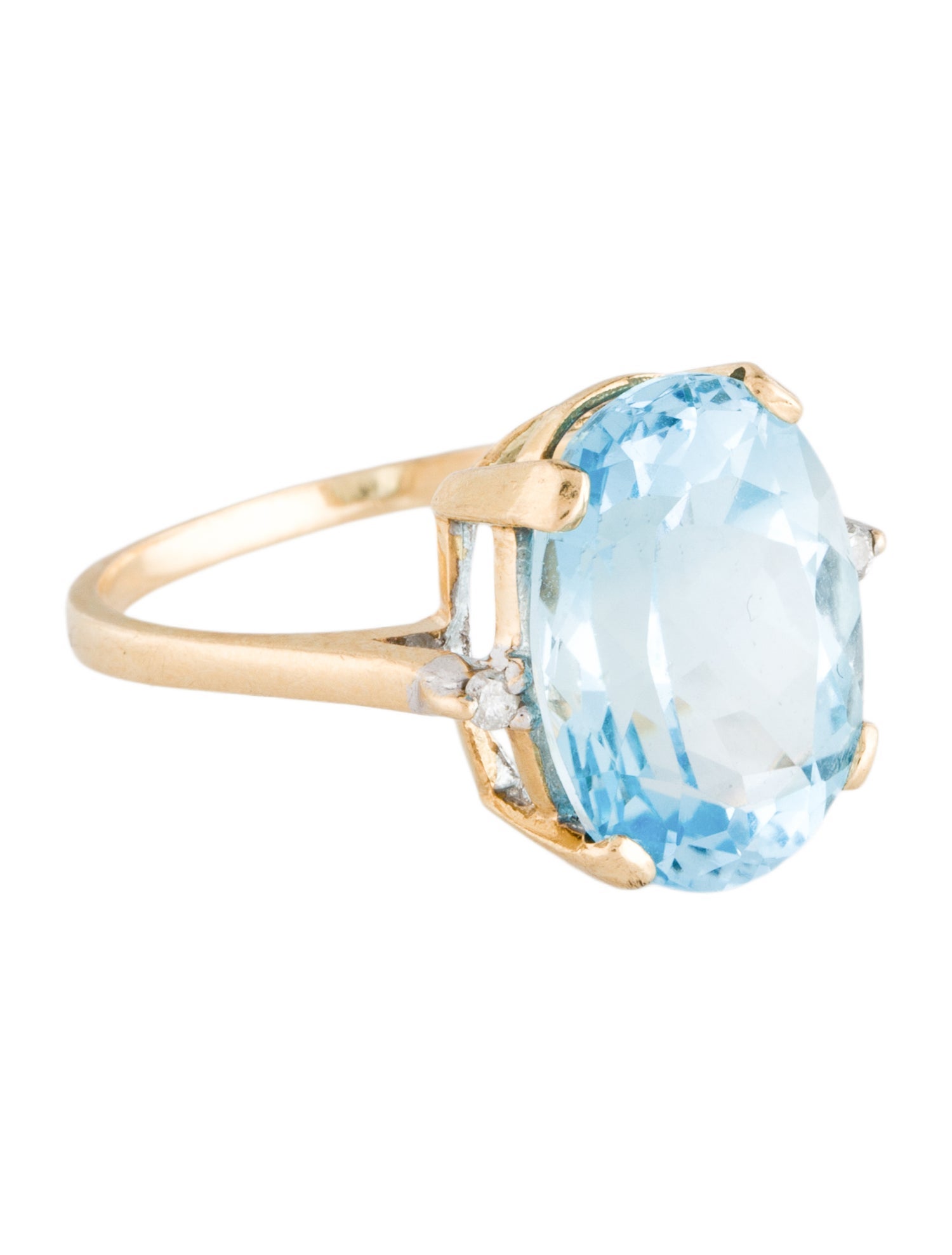 Ring 14K 7.90ct Topaz & Diamond Cocktail