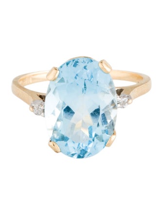 Ring 14K 7.90ct Topaz & Diamond Cocktail Ring