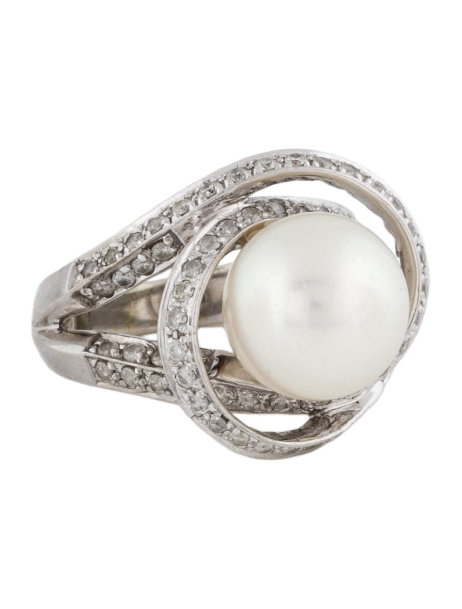 Ring 14K Pearl & Diamond Cocktail