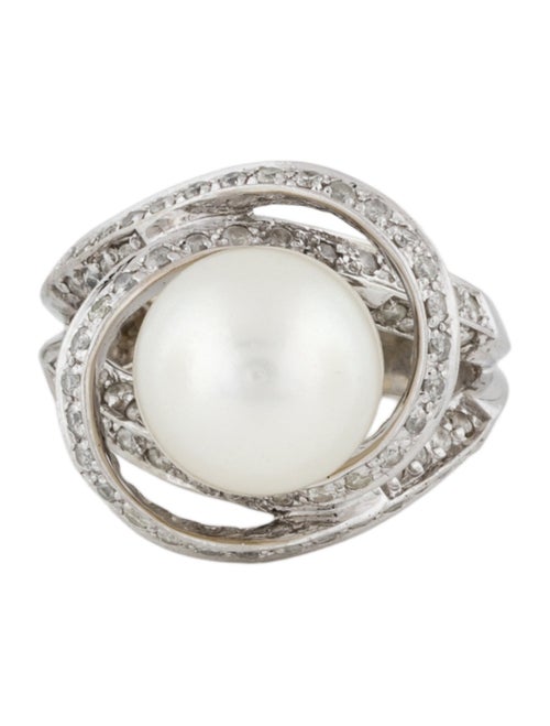 Ring 14K Pearl & Diamond Cocktail Ring