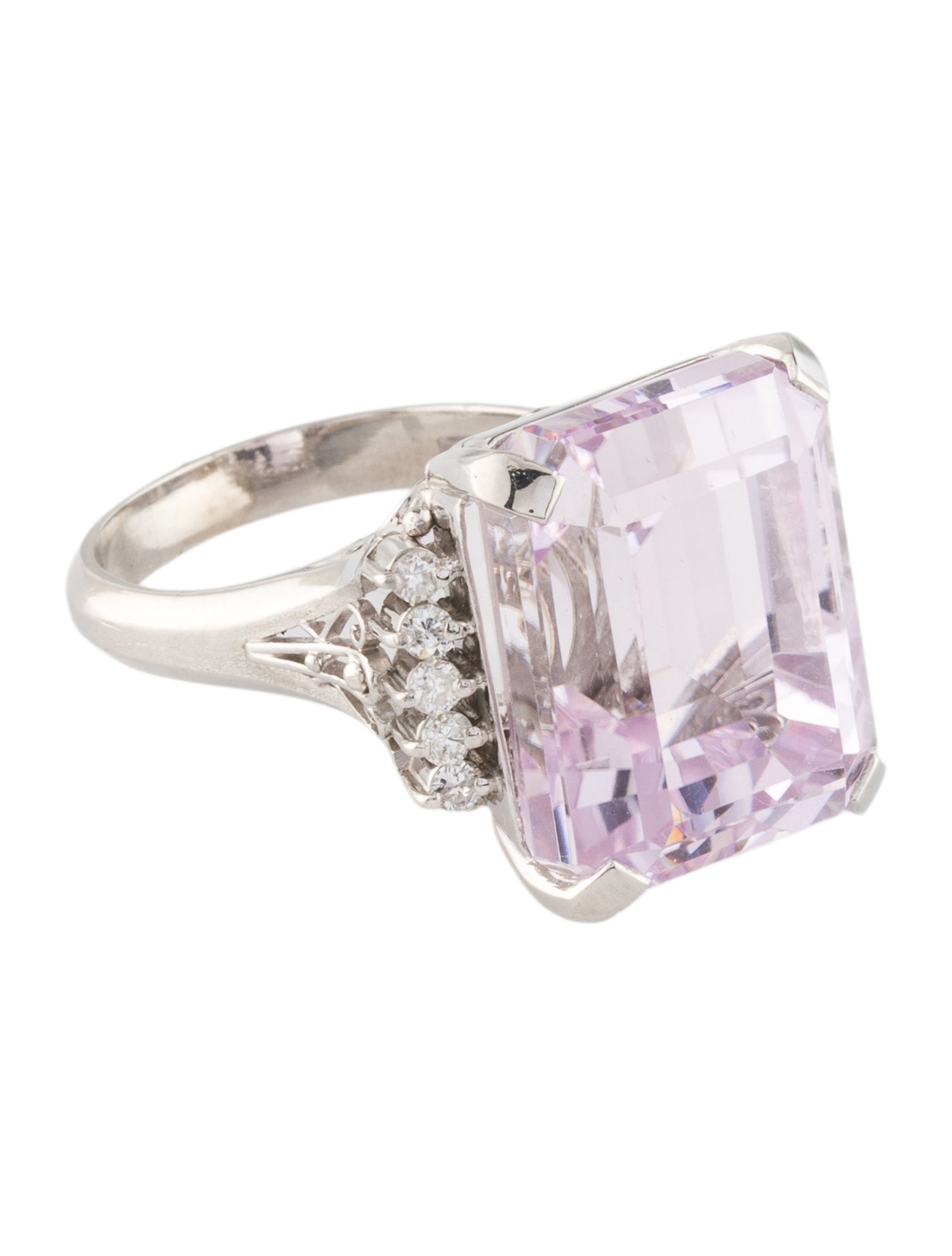 Ring Platinum 19.76ct Kunzite & Diamond Cocktail
