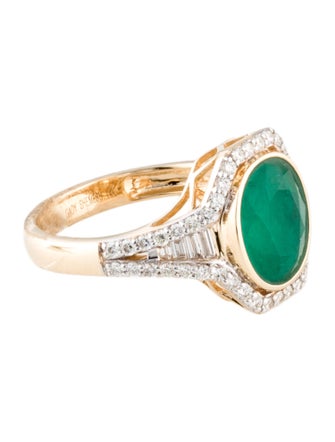 Ring 14K 2.44ct Emerald & Diamond Cocktail Ring