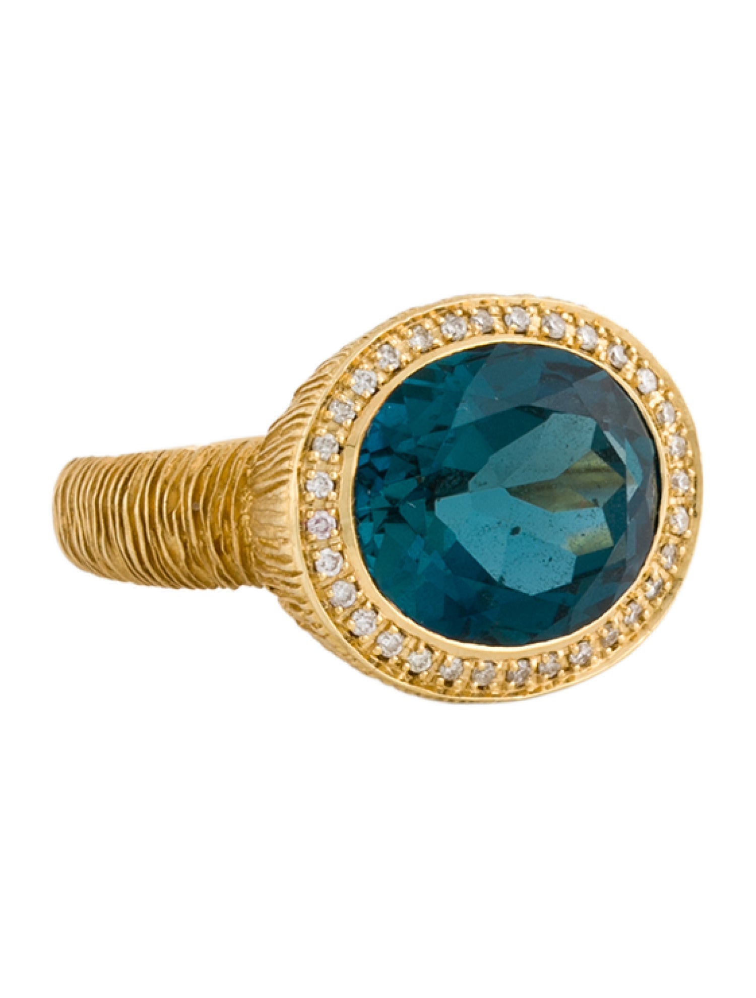 Ring 18K Topaz & Diamond Cocktail