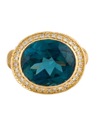 Ring 18K Topaz & Diamond Cocktail Ring