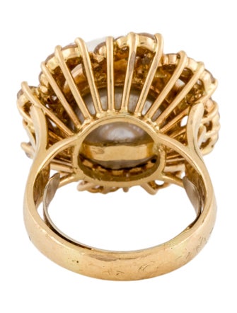 Ring 18K Pearl & Diamond Cocktail Ring