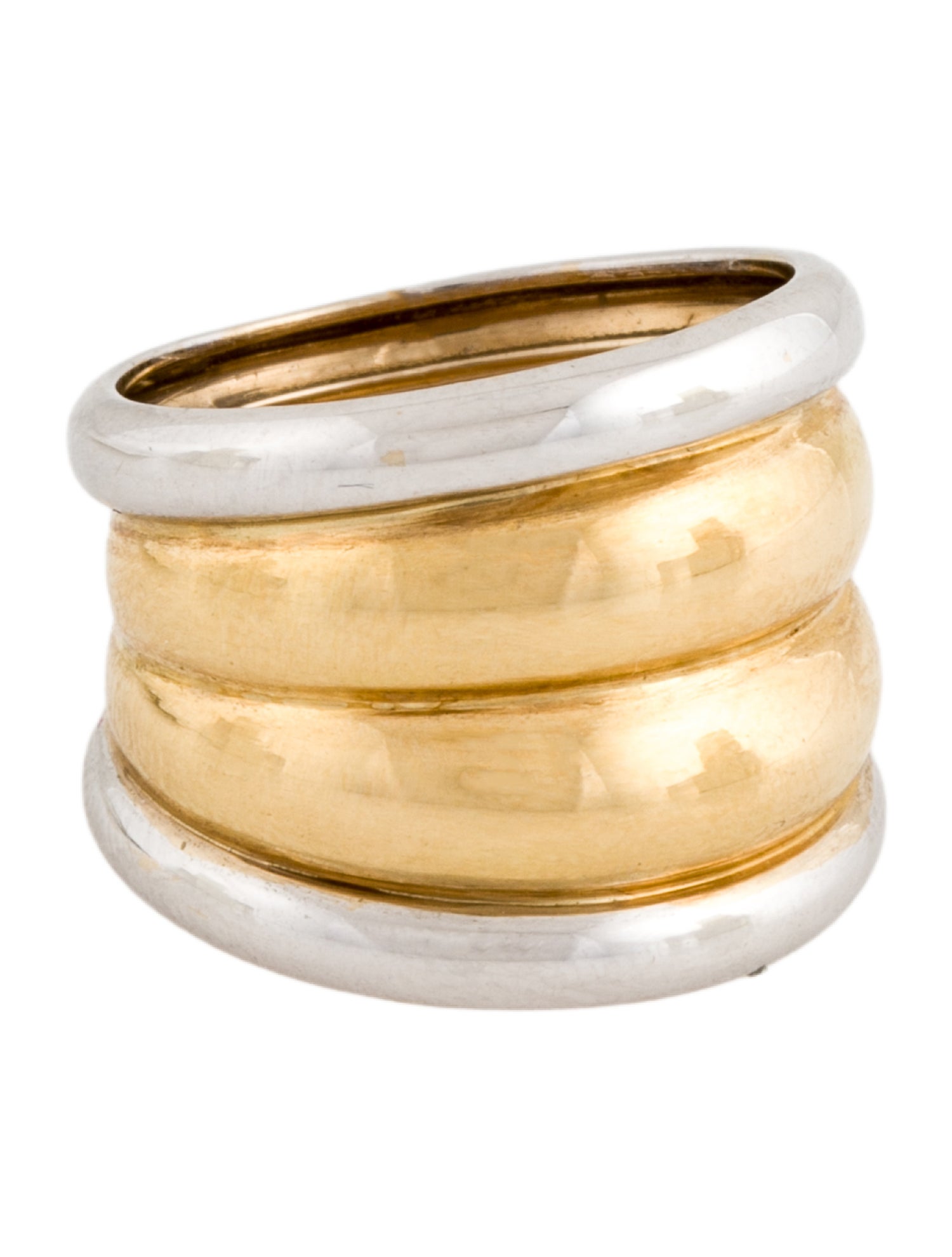 Ring 18K Two-Tone Ribbed Band