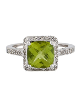 Ring 14K Peridot & Diamond Cocktail Ring