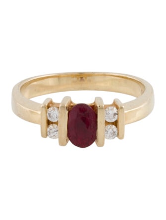 Ring 14K Ruby & Diamond Cocktail Ring