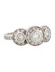 Ring 14K Diamond Three-Stone Halo Engagement RIng