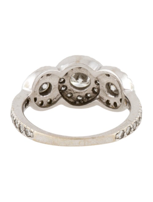 Ring 14K Diamond Three-Stone Halo Engagement RIng