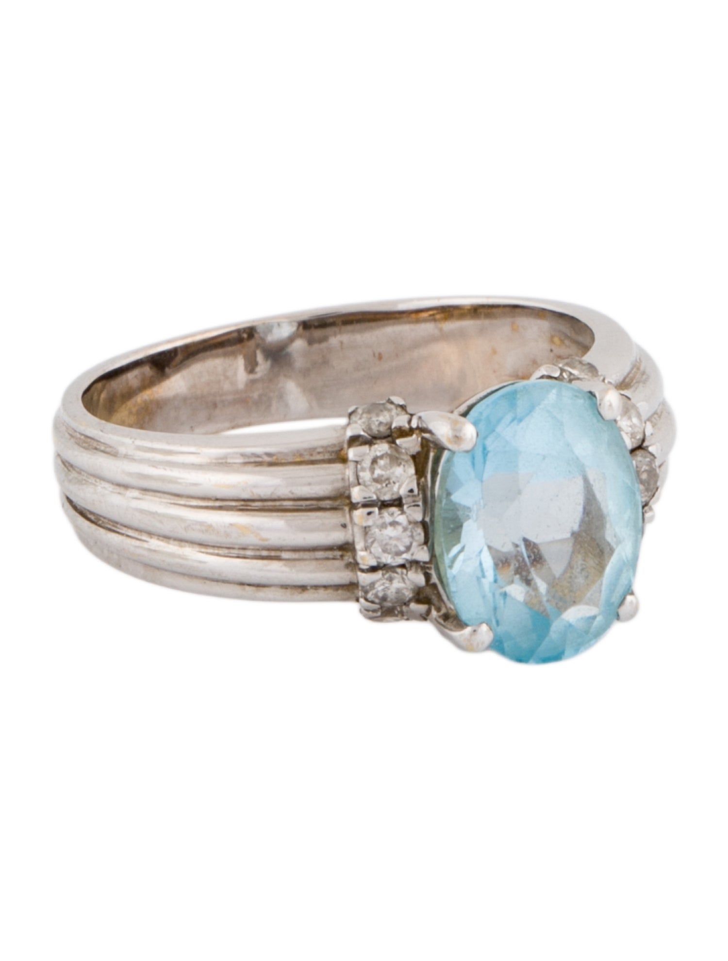 Ring 14K Topaz & Diamond Cocktail