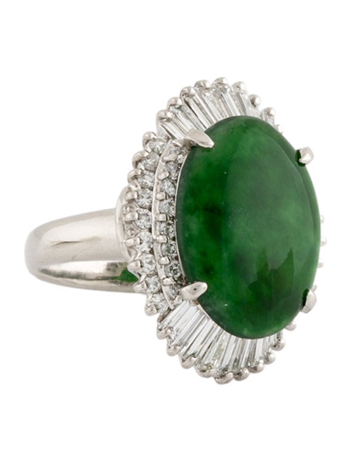 Ring Platinum Jadeite & Diamond Halo Cocktail