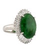 Ring Platinum Jadeite & Diamond Halo Cocktail