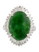 Ring Platinum Jadeite & Diamond Halo Cocktail