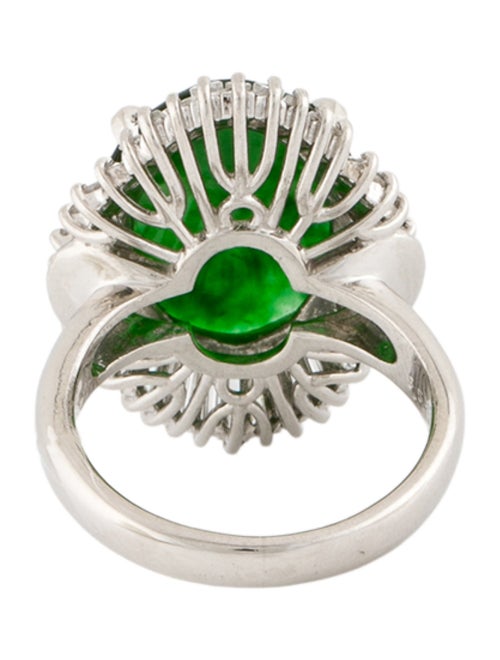 Ring Platinum Jadeite & Diamond Halo Cocktail