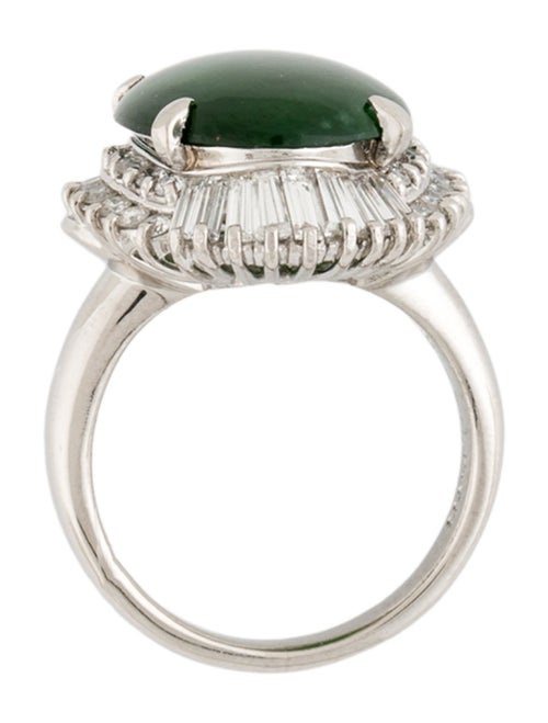 Ring Platinum Jadeite & Diamond Halo Cocktail