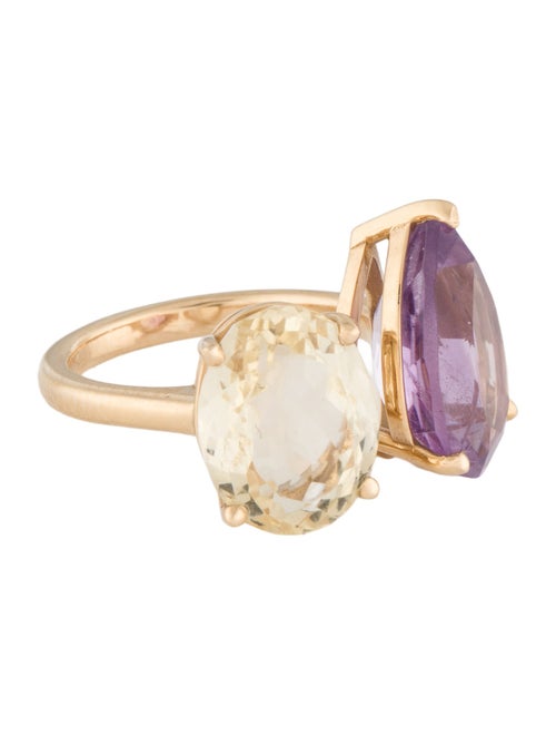 Ring 18K 5.54ct Amethyst & 4.67ct Citrine Cocktail Ring