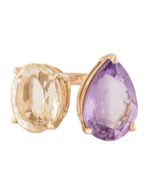 Ring 18K 5.54ct Amethyst & 4.67ct Citrine Cocktail Ring