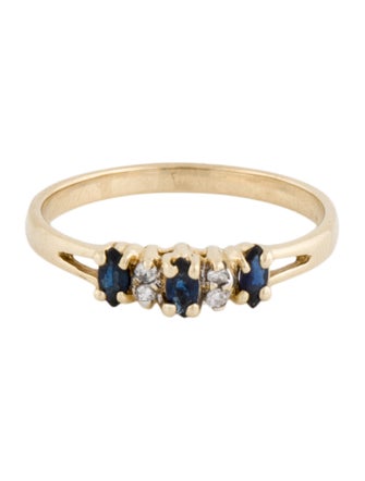 Ring 14K Sapphire & Diamond Band