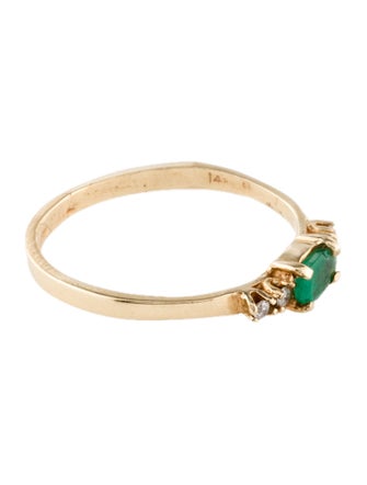 Ring 14K Emerald & Diamond Stacking Band