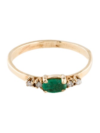 Ring 14K Emerald & Diamond Stacking Band