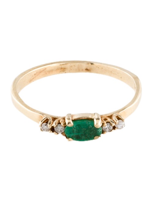 Ring 14K Emerald & Diamond Stacking Band