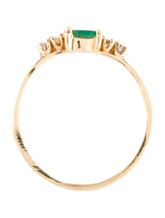 Ring 14K Emerald & Diamond Stacking Band