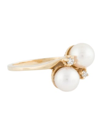 Ring 14K Pearl & Diamond Cocktail Ring