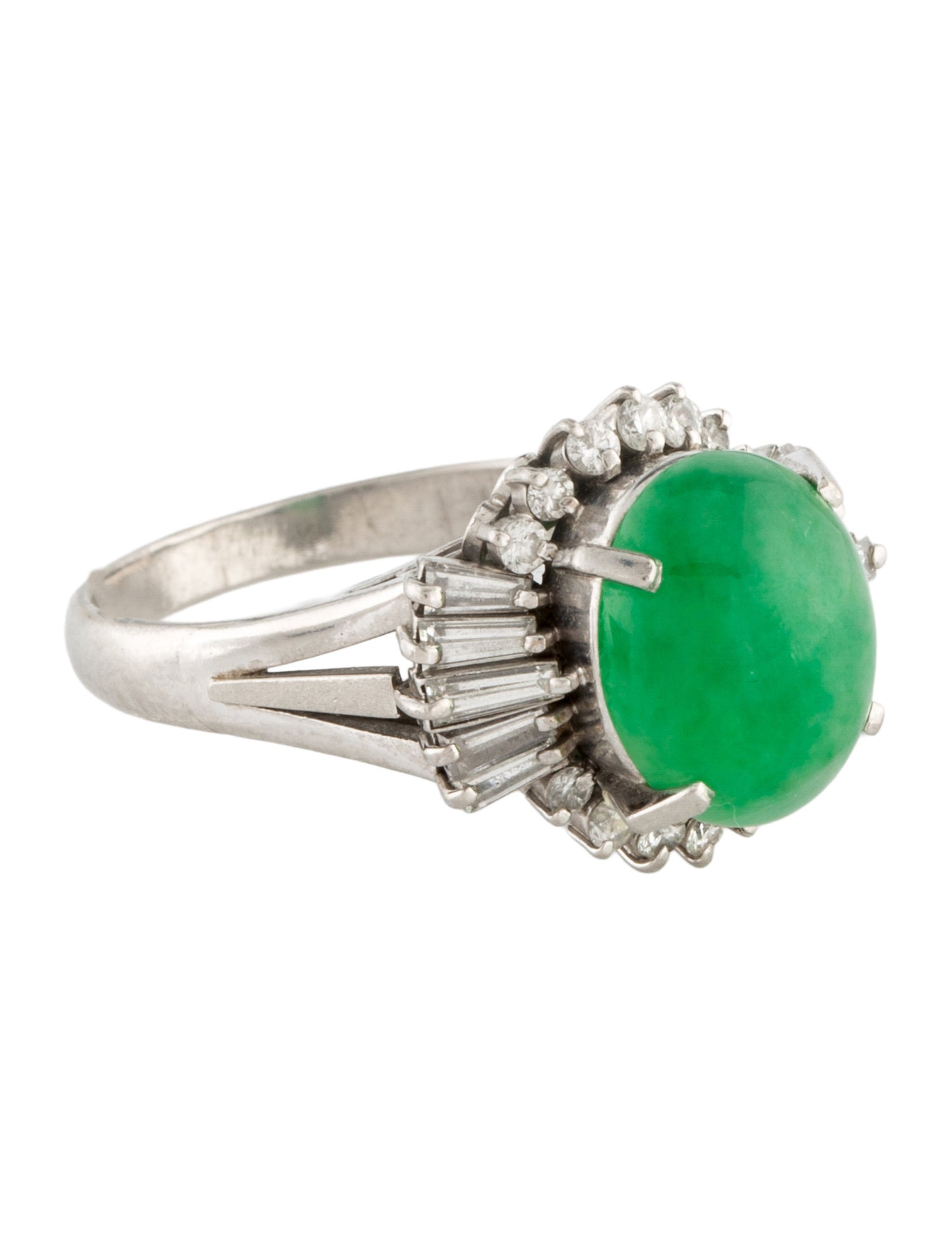 Ring Platinum 4.47ct Type A Jadeite & Diamond Cocktail
