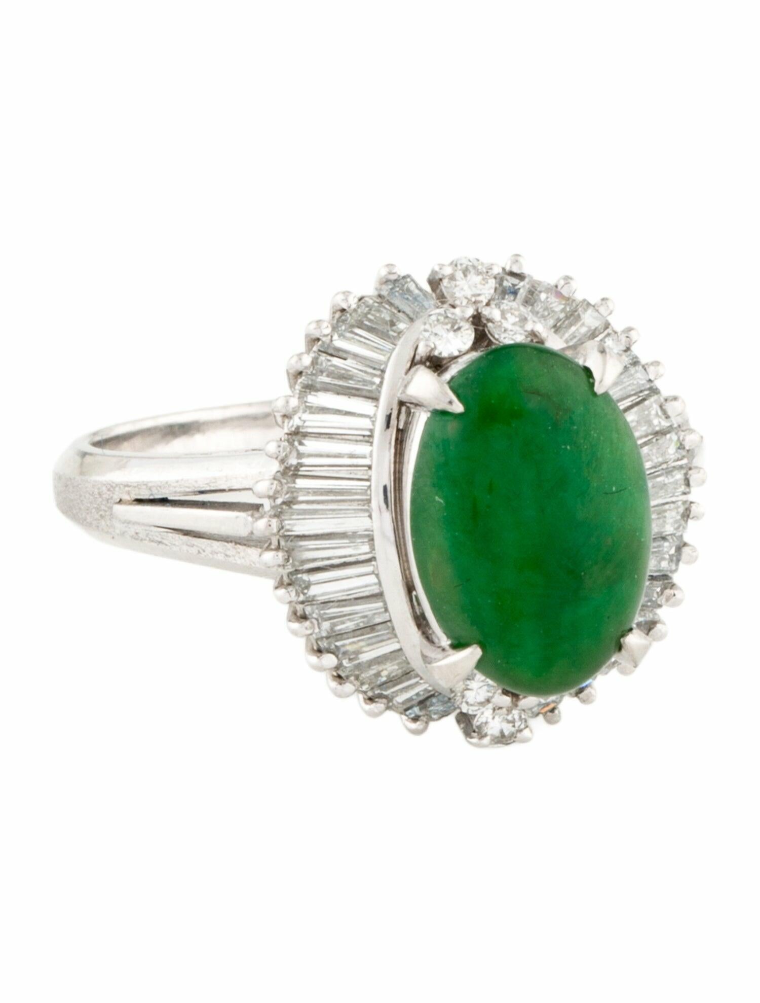 Ring Platinum Type A Jadeite & Diamond Cocktail Ring