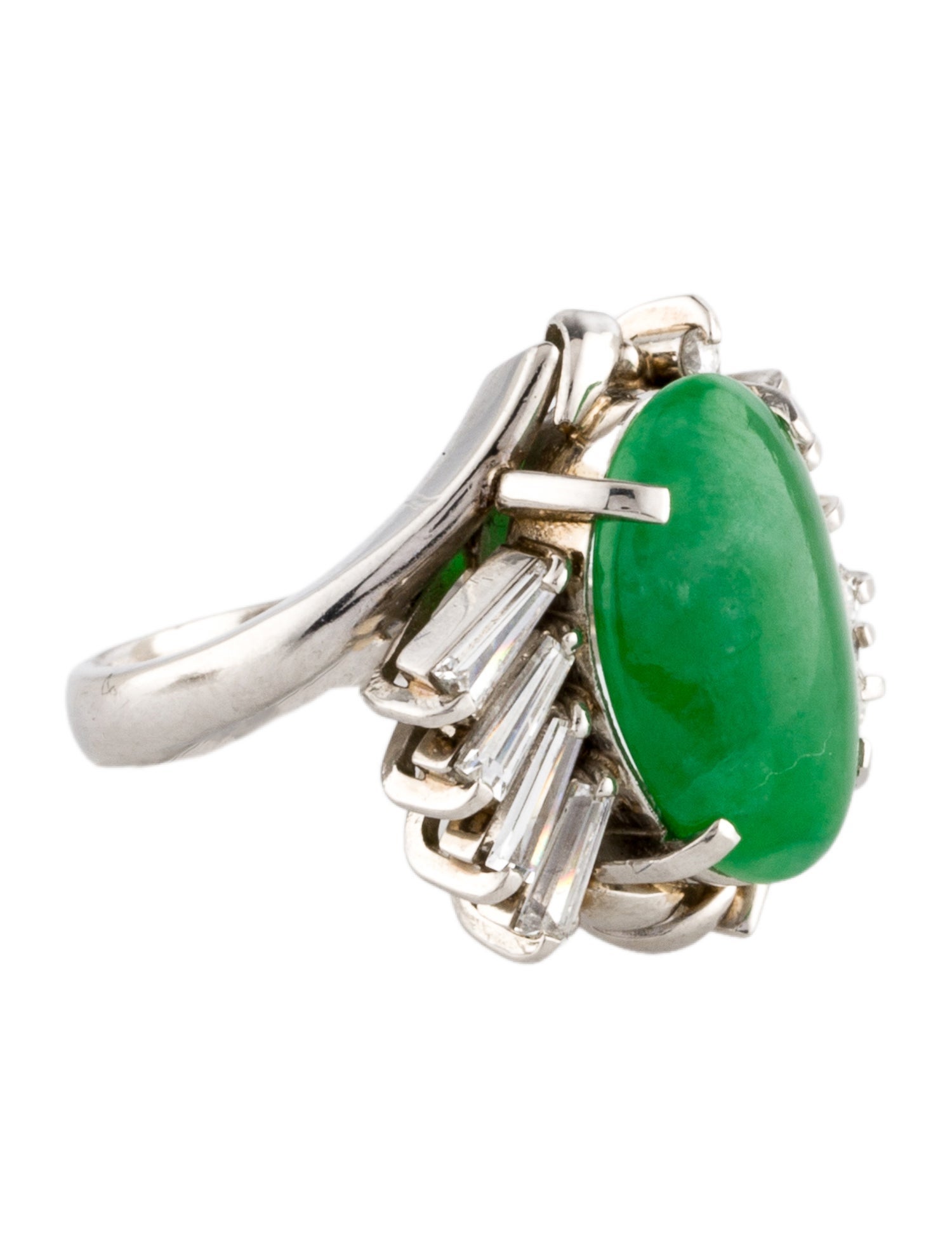 Ring Platinum Type A Jadeite & Diamond Cocktail
