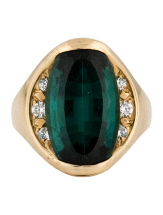 Ring 14K Tourmaline & Diamond Cocktail Ring