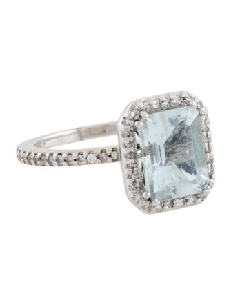 Ring 14K 2.15ct Aquamarine & Diamond Cocktail Ring