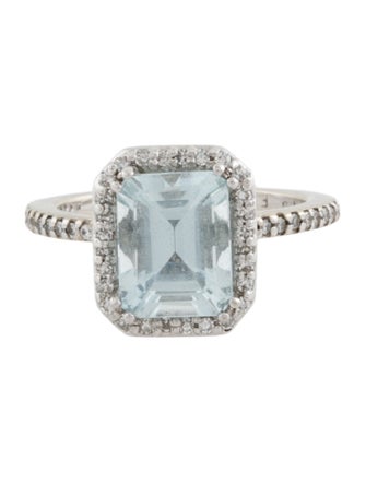 Ring 14K 2.15ct Aquamarine & Diamond Cocktail Ring