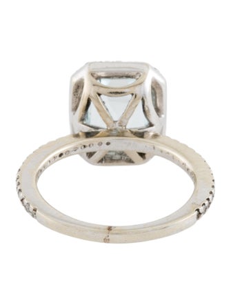 Ring 14K 2.15ct Aquamarine & Diamond Cocktail Ring