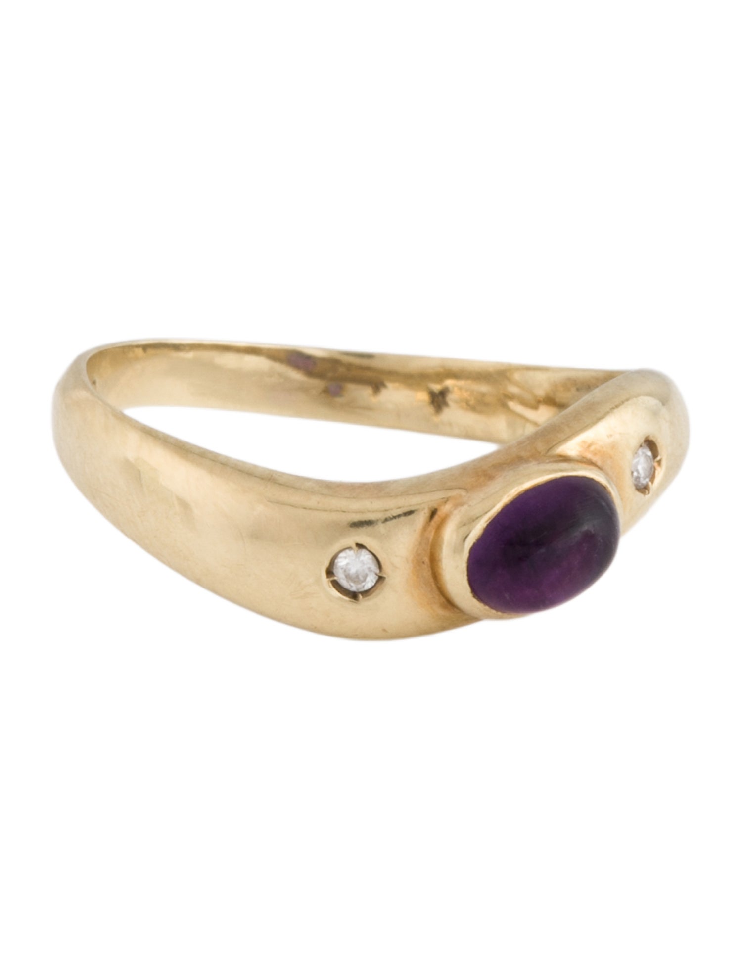 Ring 14K Amethyst & Diamond Wavy Band