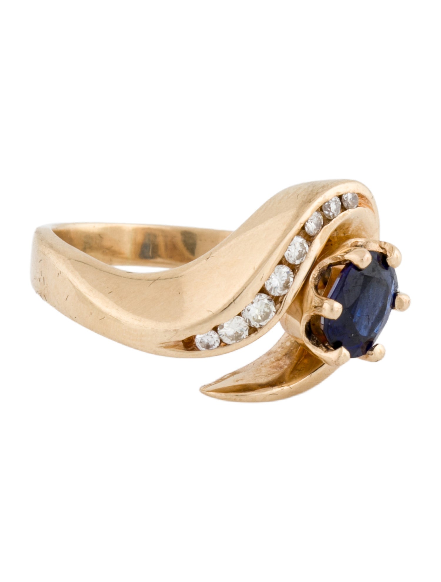 Ring 14K Sapphire & Diamond Cocktail