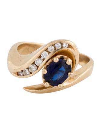 Ring 14K Sapphire & Diamond Cocktail Ring