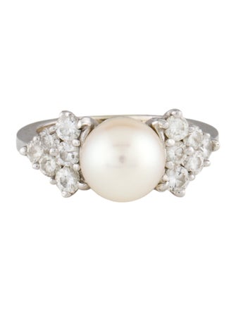 Ring 14K Pearl & Diamond Cocktail Ring